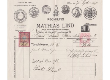 товарный чек на дверной доводчик 1908 год, Вена - фото - 1